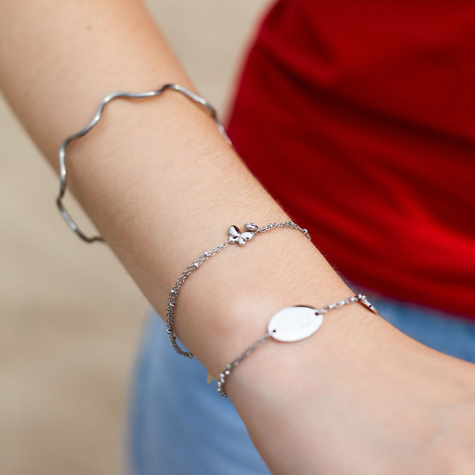 Thumbnail: Steel Butterfly Gem Bracelet