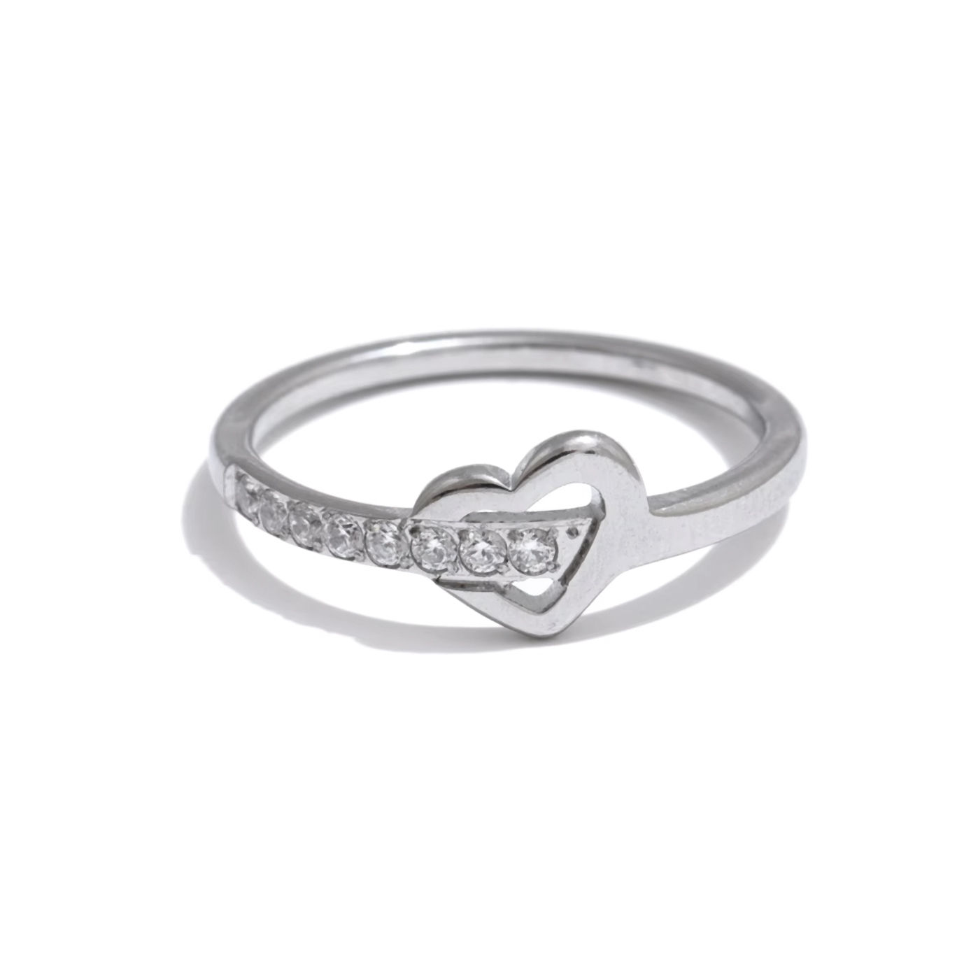 Steel Heart Lined Gem Ring
