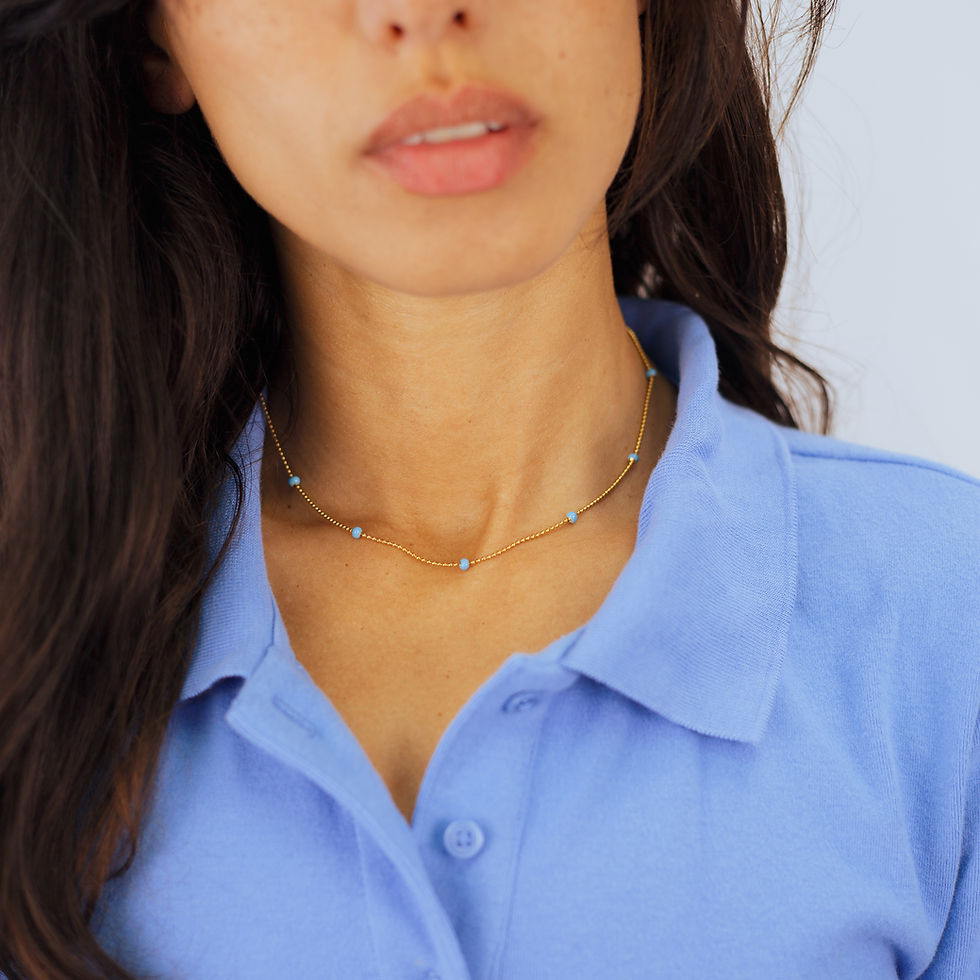 Thumbnail: Blue Enamel Beaded Necklace
