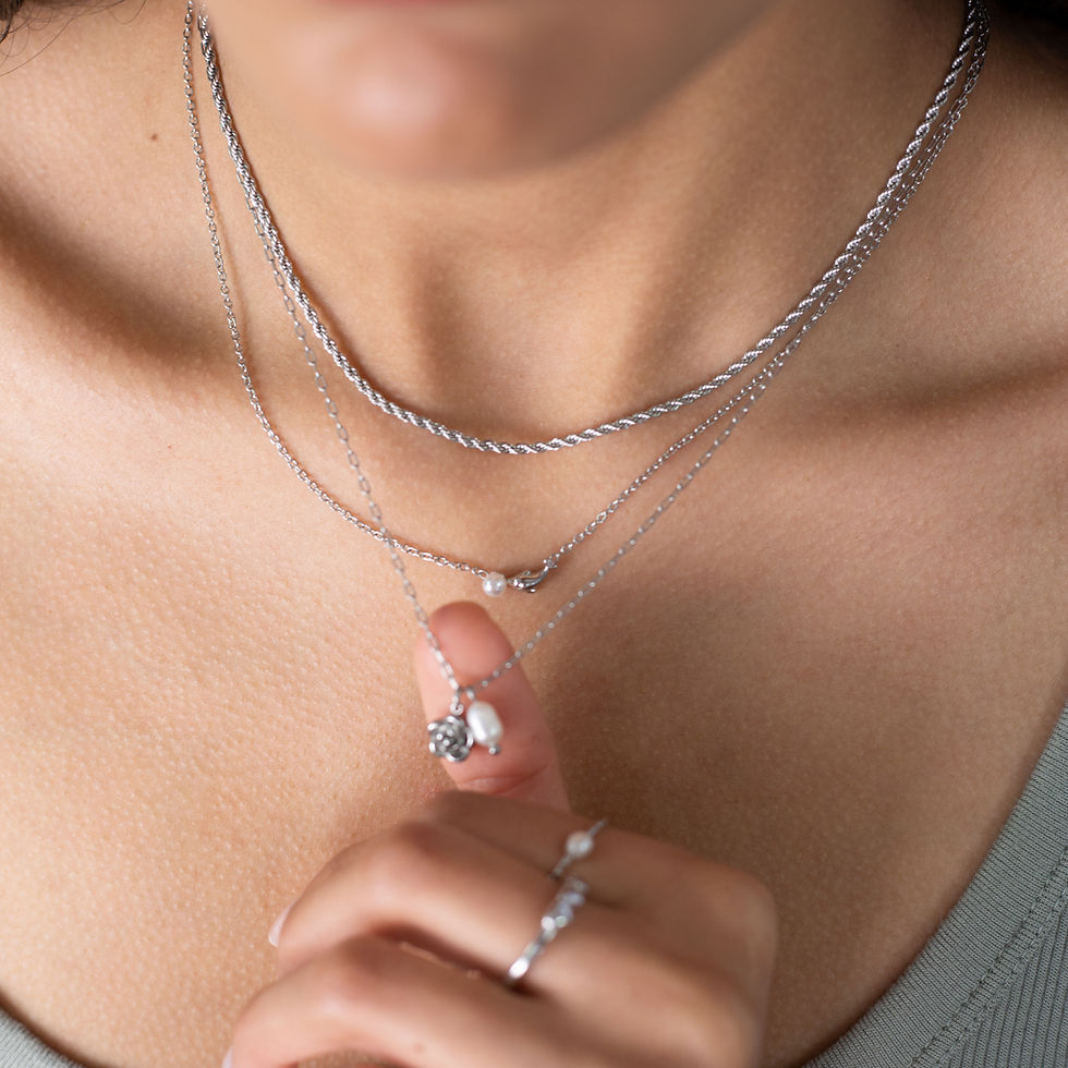 Thumbnail: Steel Dolphin Pearl Necklace