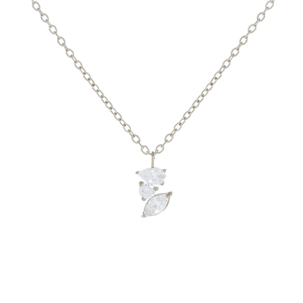 Steel Stacked Gem Necklace