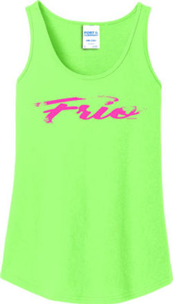 Frio Script Ladies Tank - Neon Green