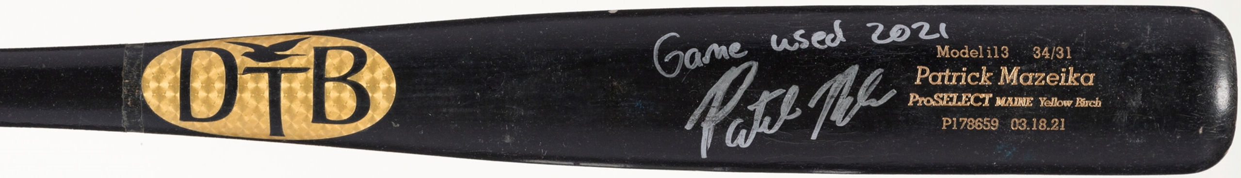 2021 Patrick Mazeika Game Used Signed Rookie Bat