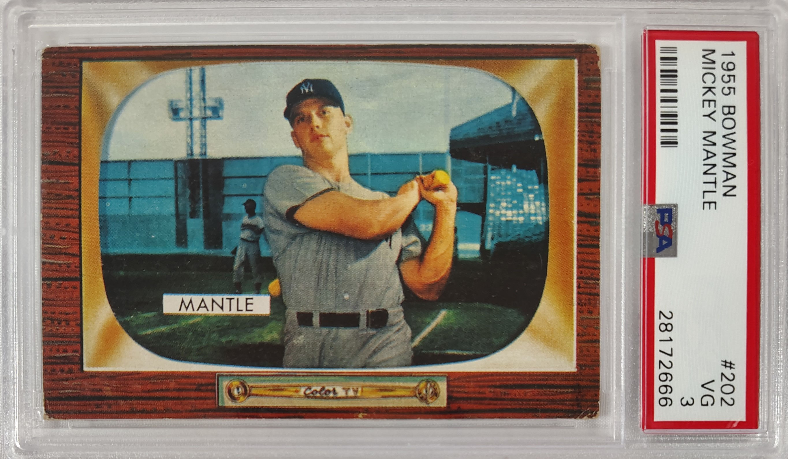 1955 Bowman 202 Mickey Mantle PSA 3