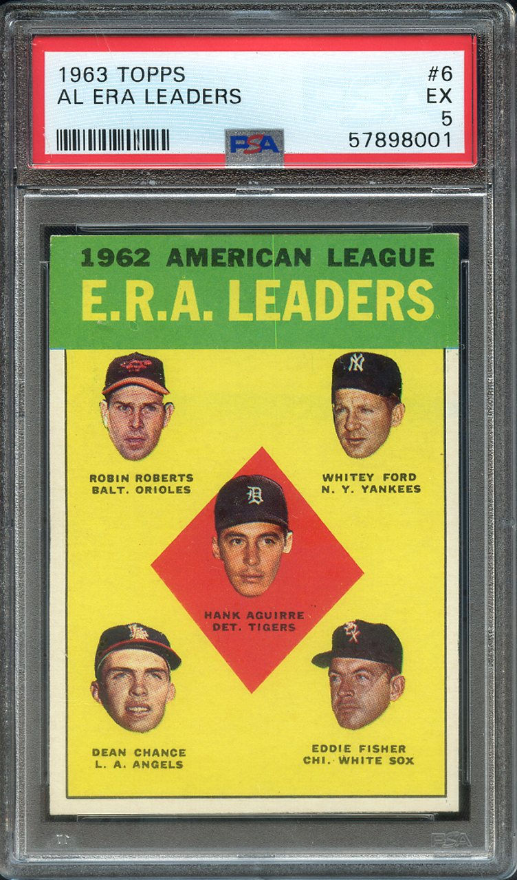 1963 Topps 6 AL ERA Leaders Whitey Ford PSA 5