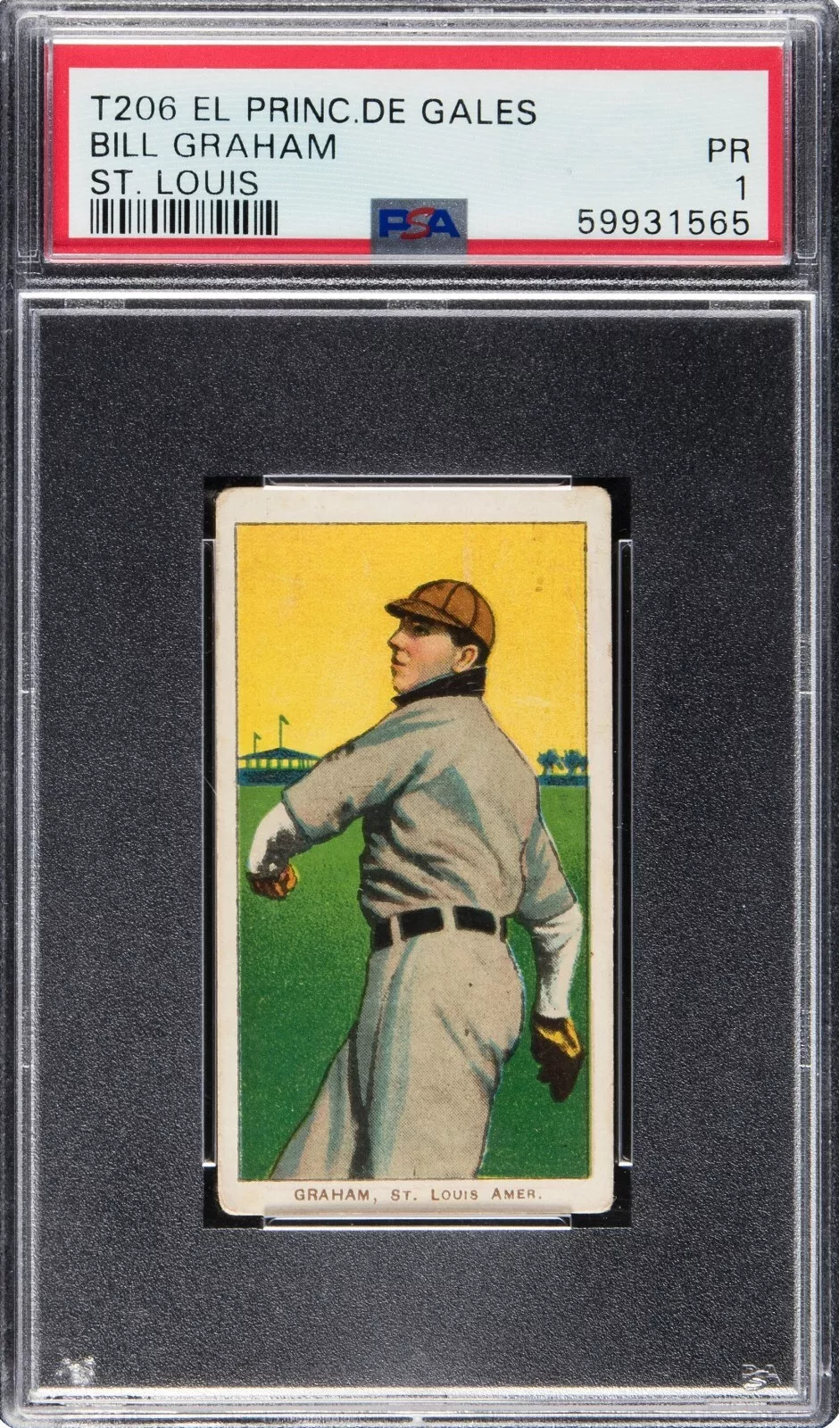 1909 T206 El Principe De Gales Bill Graham PSA 1