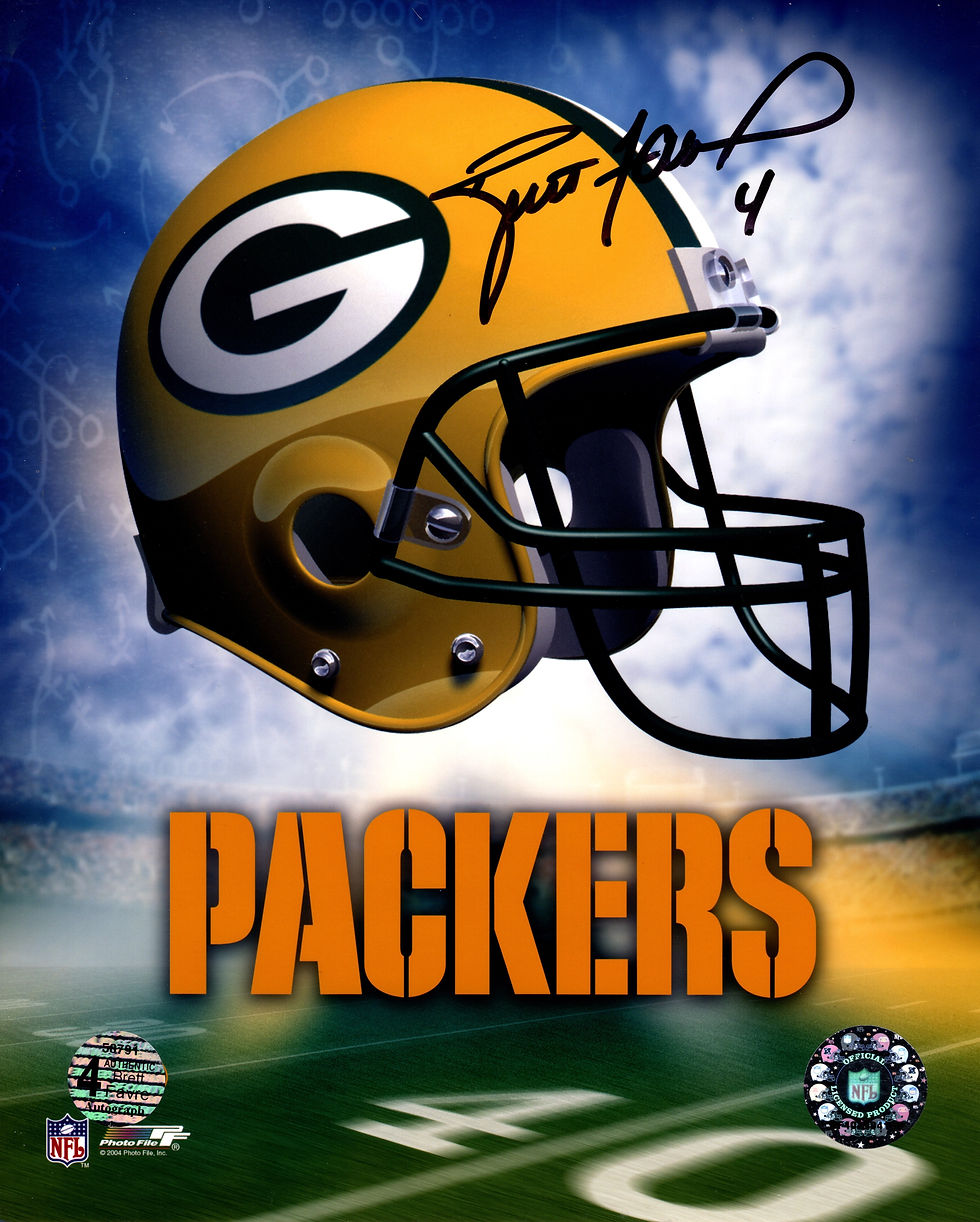 Brett Favre Signed 8x10 Packers Helmet Photo