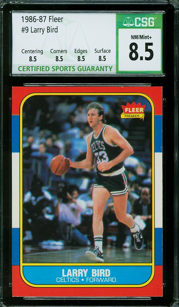 1986 Fleer 9 Larry Bird CSG 8.5