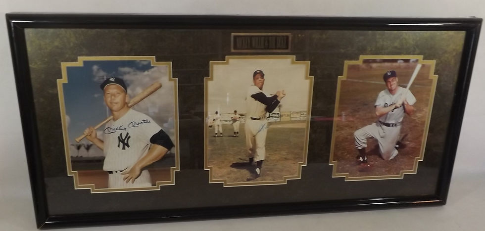 Thumbnail: Mantle, Mays, Snider Signed Photo Display