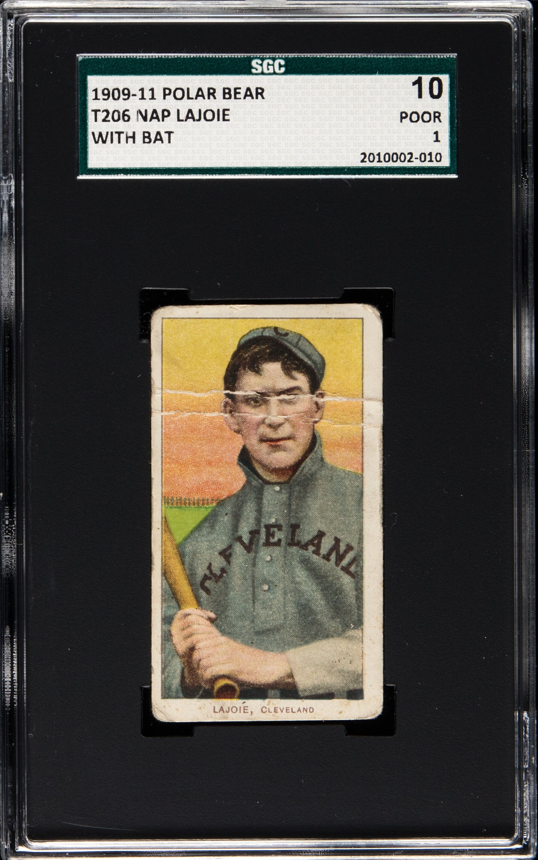 1909 T206 Polar Bear Nap Lajoie With Bat SGC 1