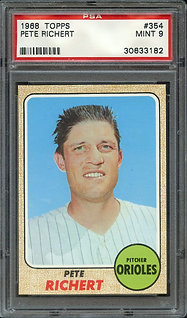 *1968 Topps 354 Pete Richert PSA 9
