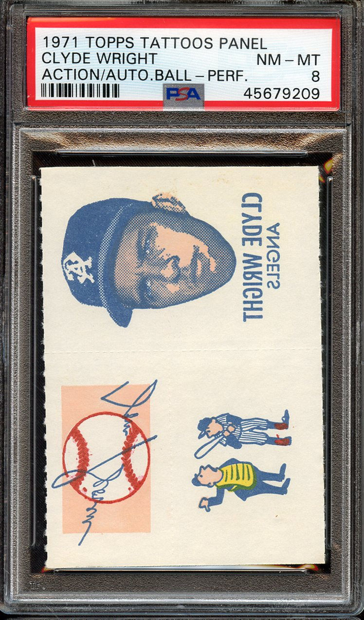 1971 Topps Tattoos Clyde Wright PSA 8 Pop 1