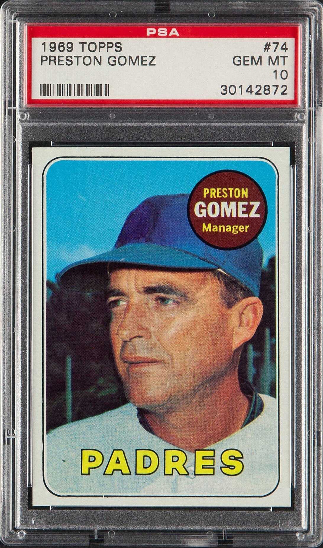 1969 Topps 74 Preston Gomez PSA 10