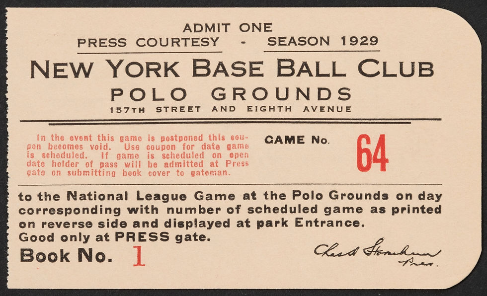1929 New York Giants Press Pass