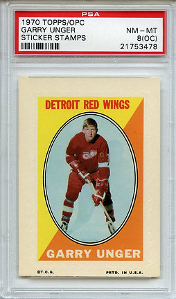 1970 Topps OPC Sticker Stamp Garry Unger PSA 8 (oc)