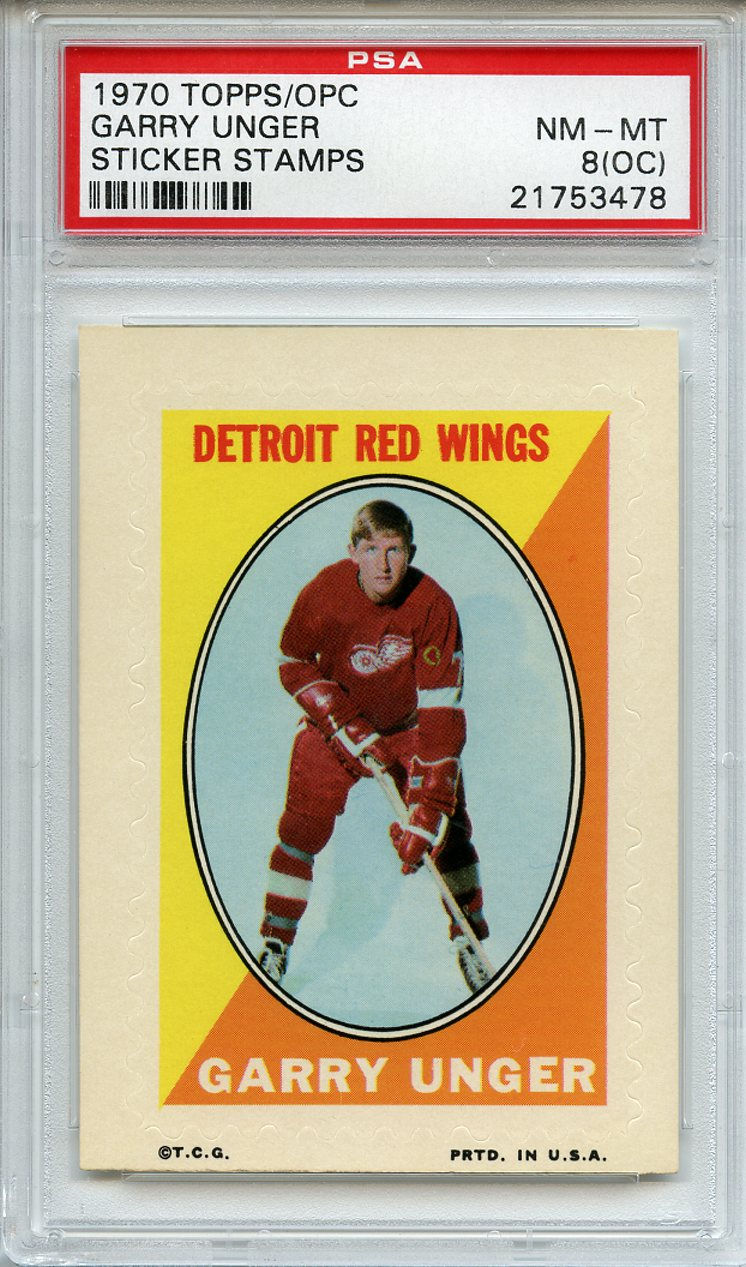 1970 Topps OPC Sticker Stamp Garry Unger PSA 8 (oc)