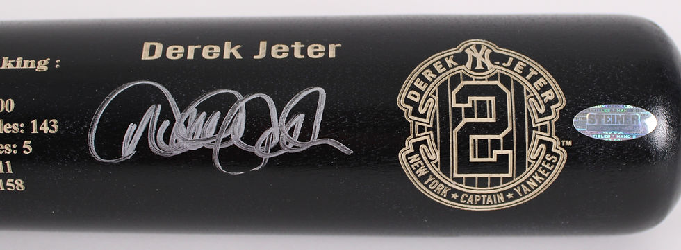 Derek Jeter Signed Career Stat Bat JSA