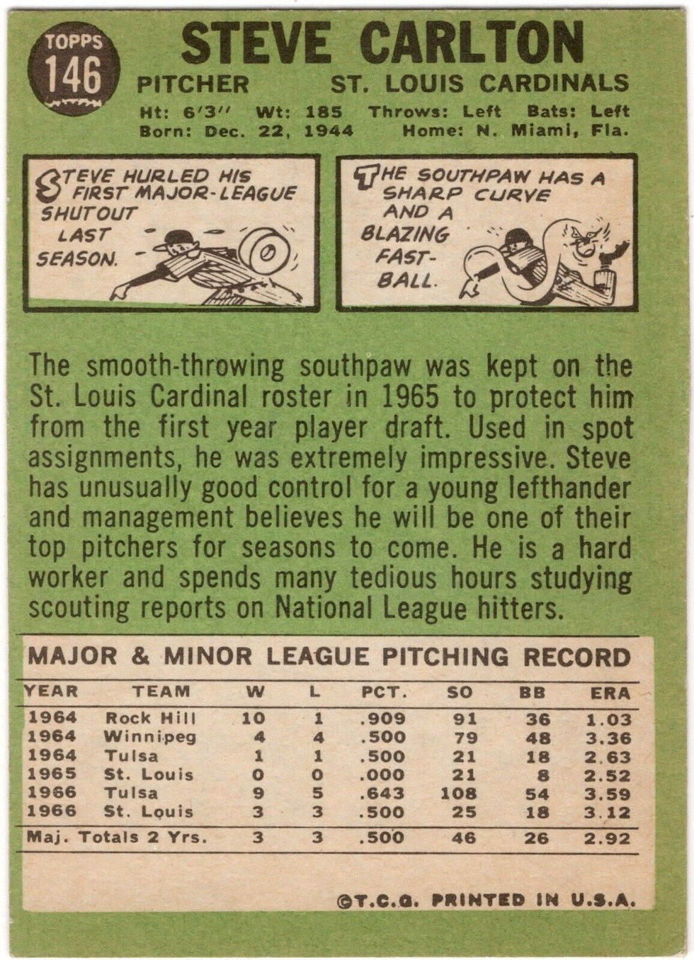 Thumbnail: 1967 Topps 146 Steve Carlton