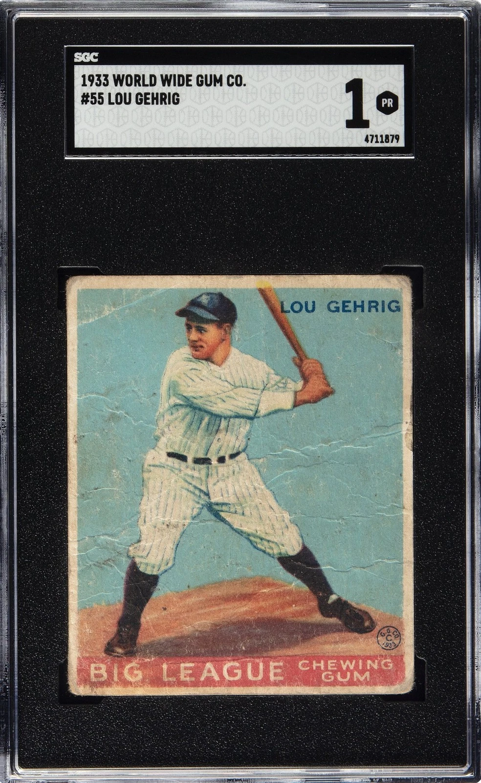 1933 World Wide Gum 55 Lou Gehrig SGC 1
