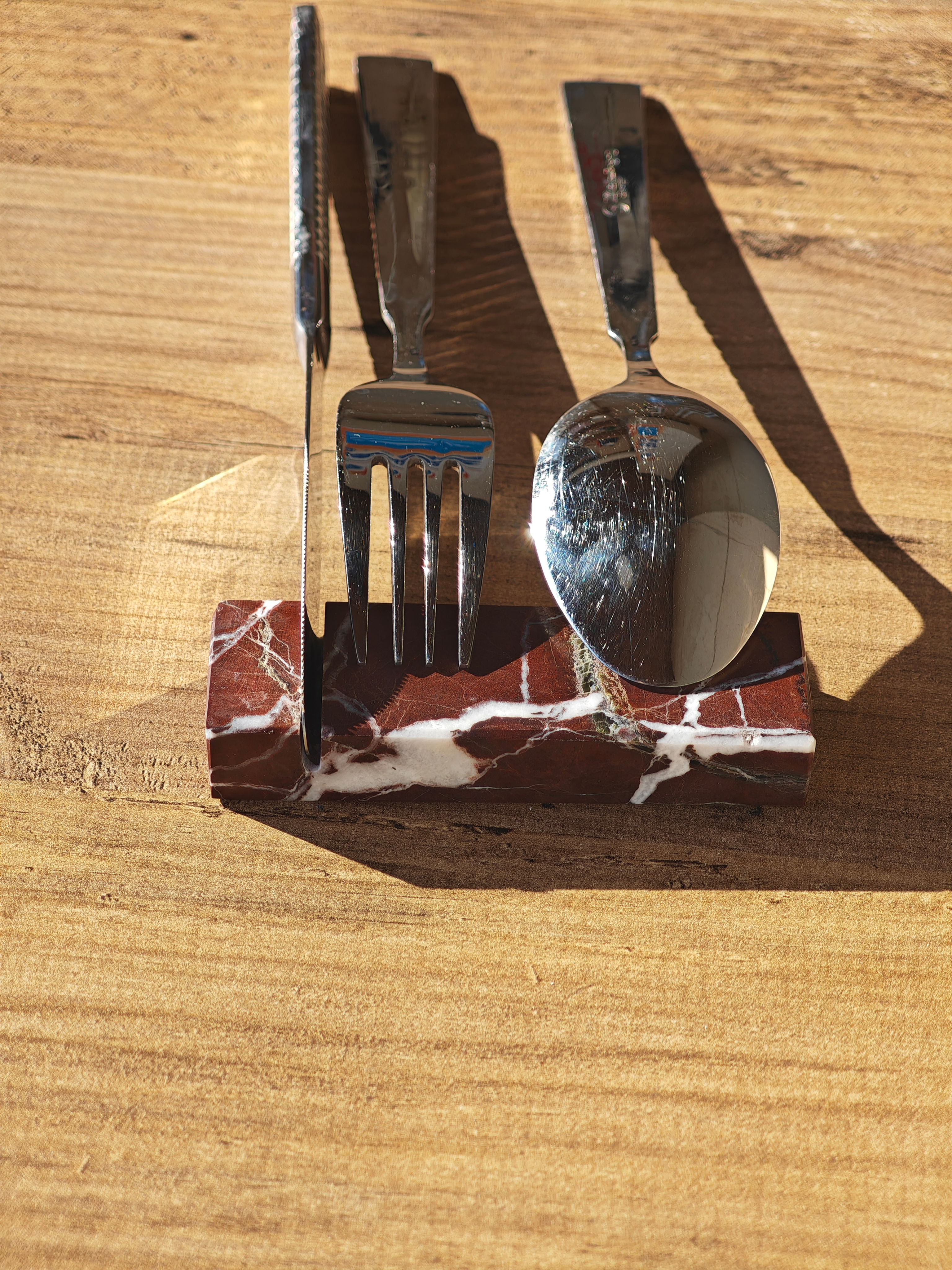 Cutlery rest set in cherry marble (knife holder) Home gift - Gift idea