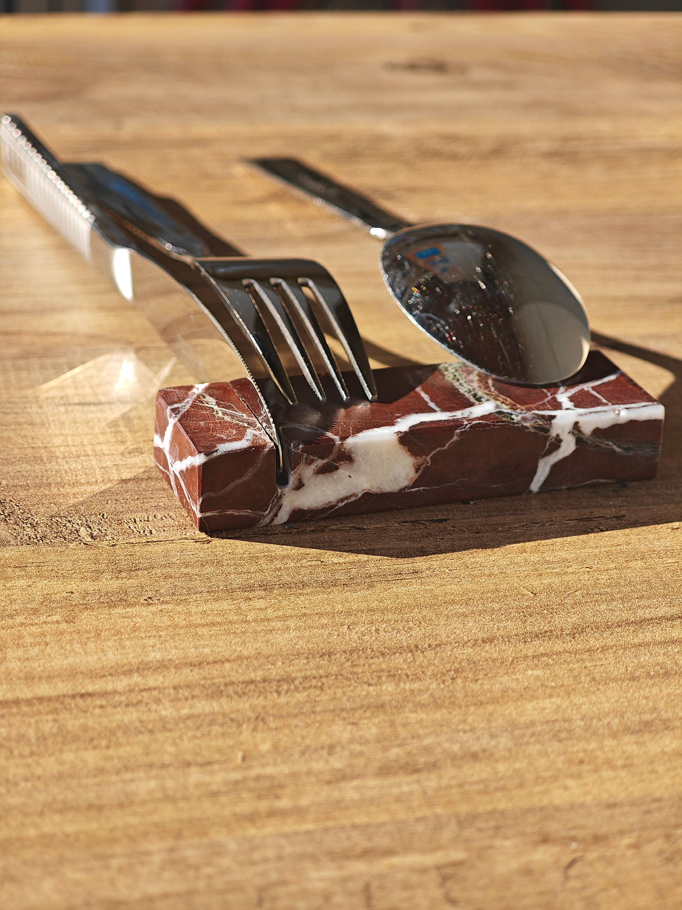 Miniaturbild: Cutlery rest set in cherry marble (knife holder) Home gift - Gift idea