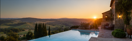 Golden Hour glow of your Tuscan Castle Estate