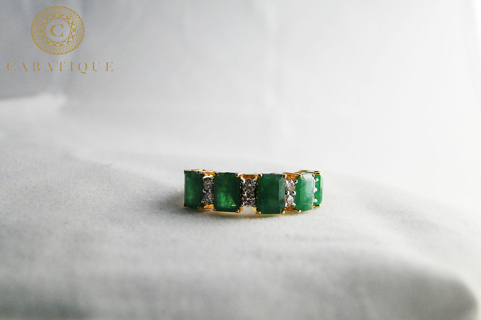 Miniature : The Diamond and Emerald Ring in Vermeil Gold
