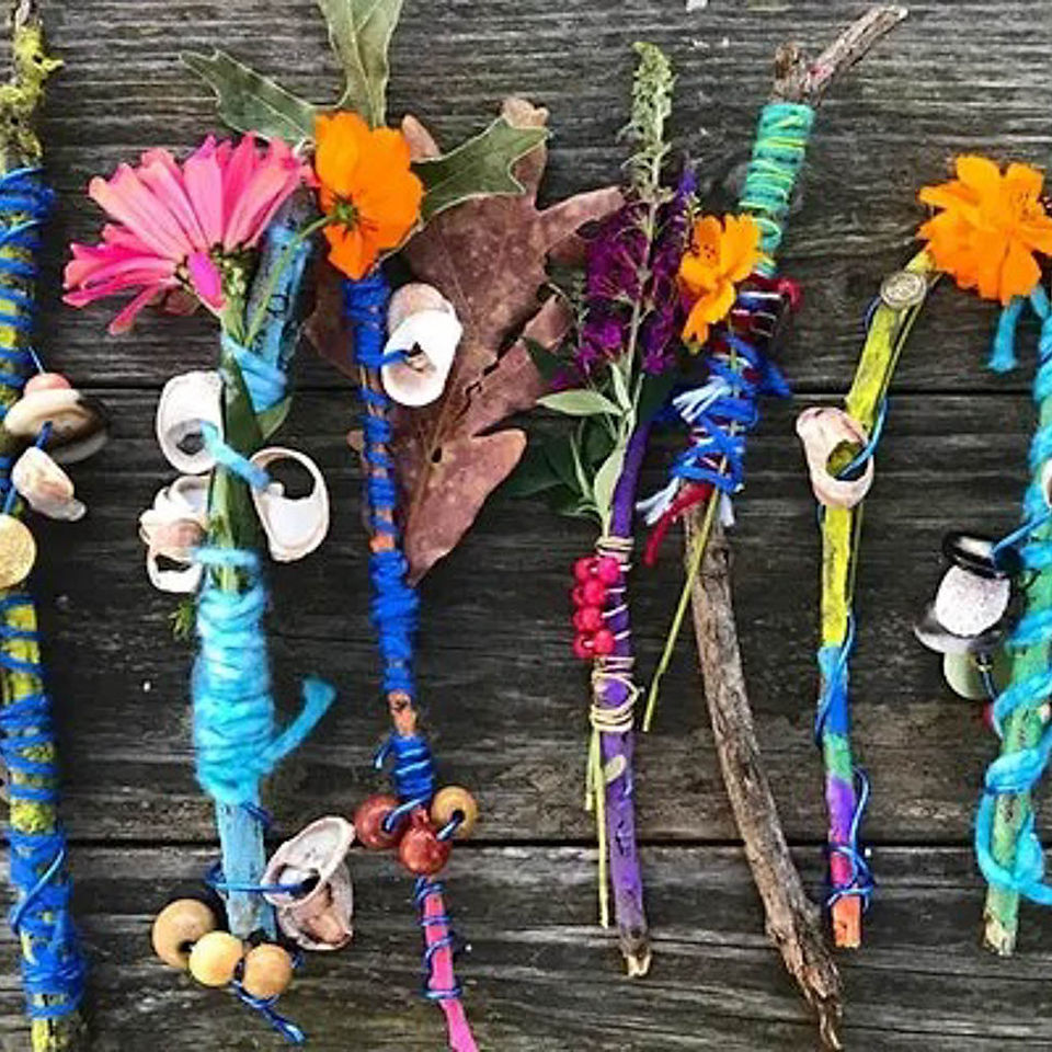 Nature wands made at the crafting corner
