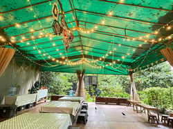 Wet tent set up for a party
