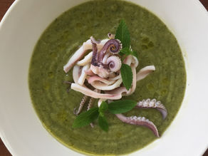 Vellutata di zucchine,menta e totanetti