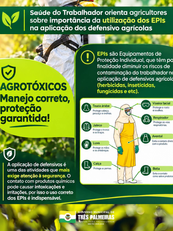 Saúde do Trabalhador orienta agricultores sobre a importância do uso de EPIs na aplicação de defensivos agrícolas