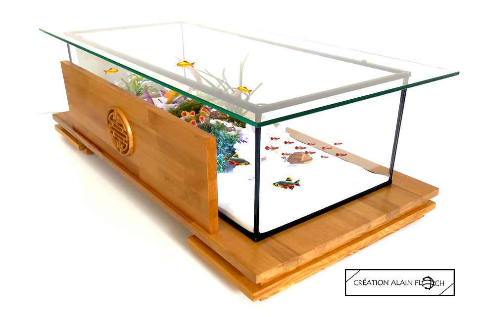 Miniature : Table basse Aquarium ANNASIA - Rampe d'éclairage LED avec Sculpture