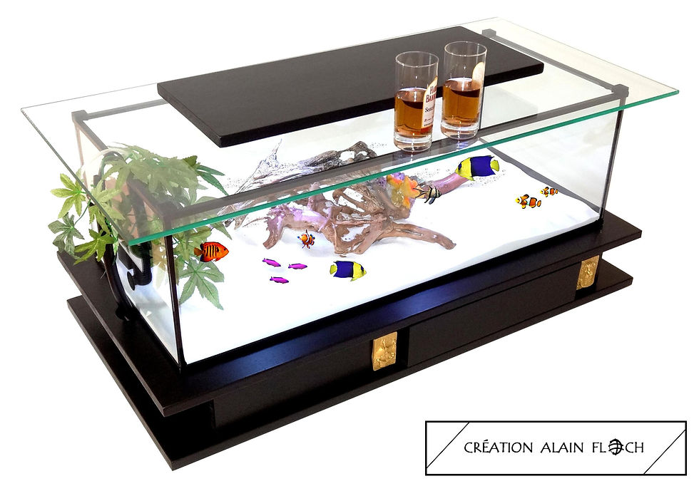 Miniature : Table basse EGYPTIENNE 90 CM (Noir) - Aquarium 20 LED