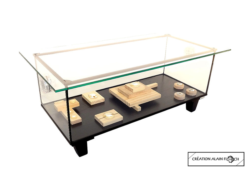 Miniature : Table basse VISIONARY Bois Massif Table a Cocktail LED sans Fil sans Aquarium
