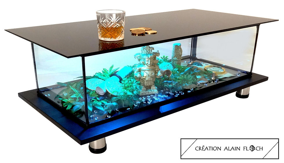 Miniature : Table Basse Design VITRINEAL 92 CM (Noir) Bureau Direction Salon Entreprise