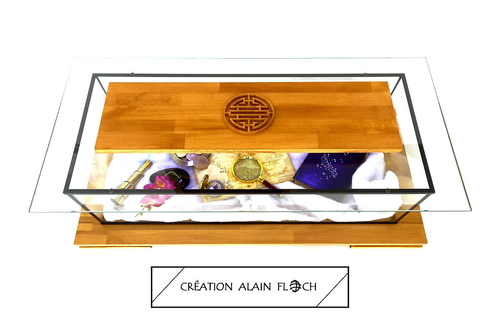 Miniature : Table basse Aquarium ANNASIA - Rampe d'éclairage LED avec Sculpture