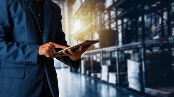 Businessman manager using tablet check a