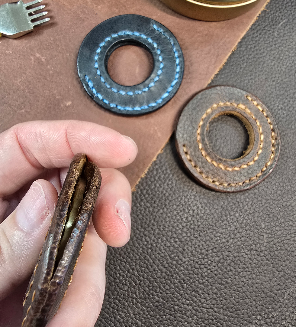 Thumbnail: Handmade Leather Round Challenge Coin Holder