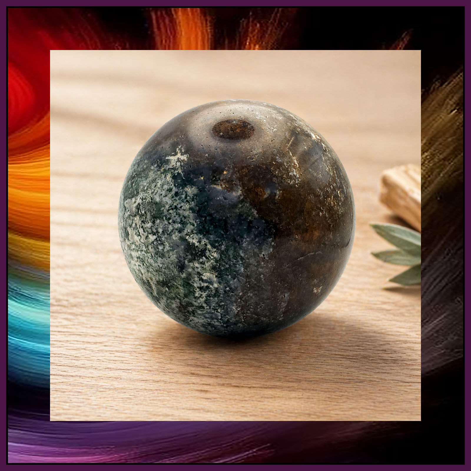 Moss Agate Sphere 85mm