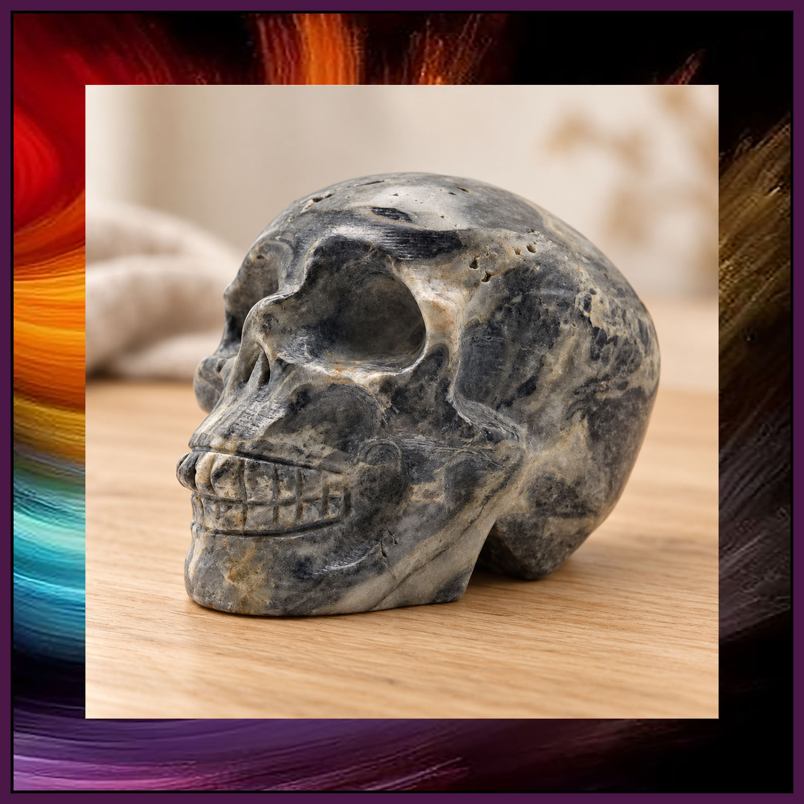 Zebra Jasper Skull