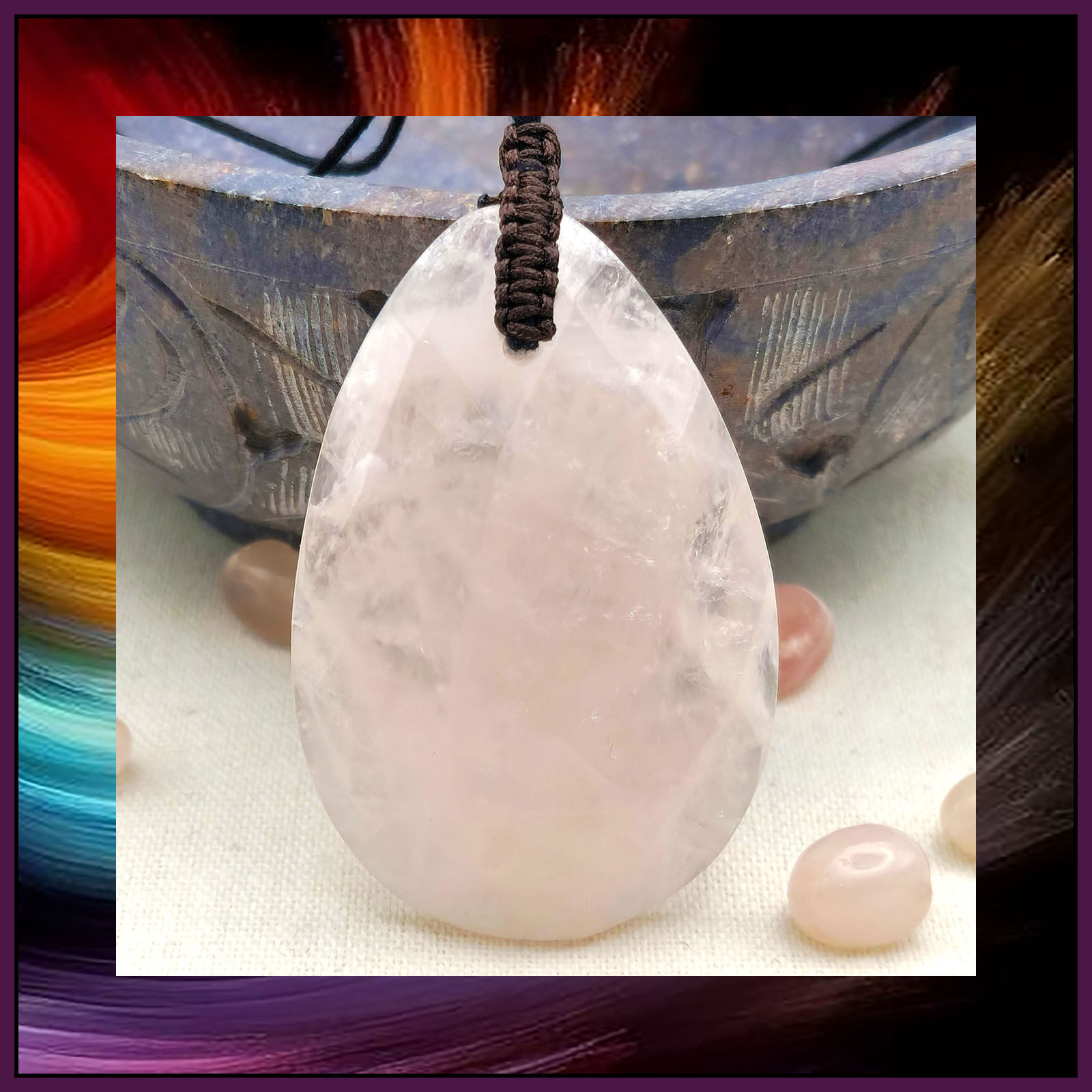 Rose Quartz Faceted Cabochon Pendant