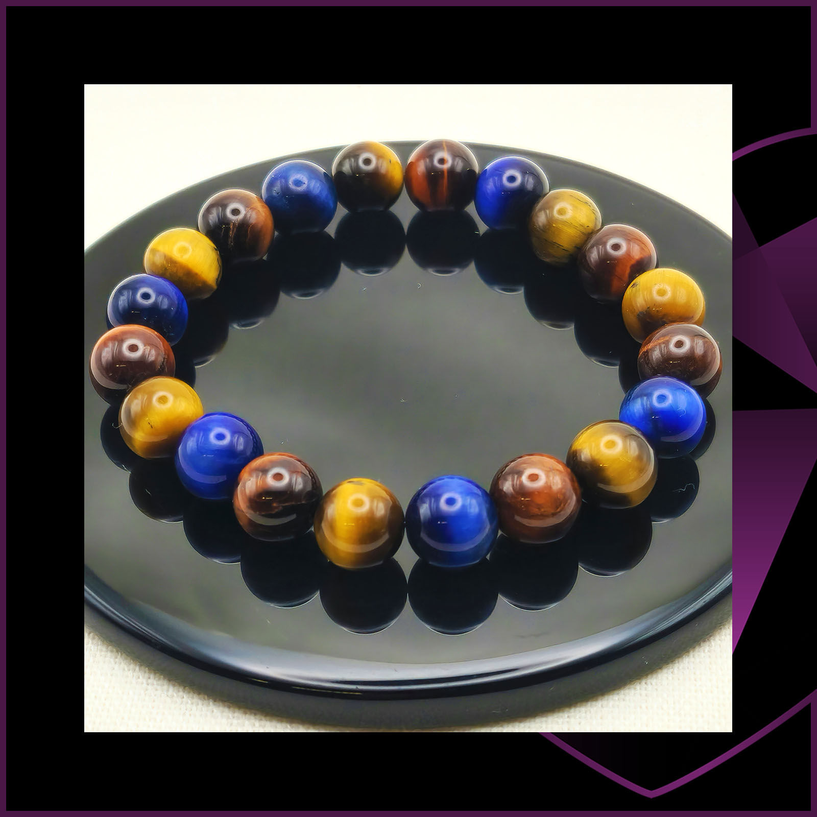 Multi Coloured Tiger Eye Bracelet 10mm (2)