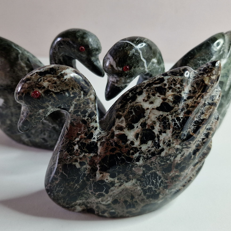 Thumbnail: Hand Carved Black Marble Swan 4"