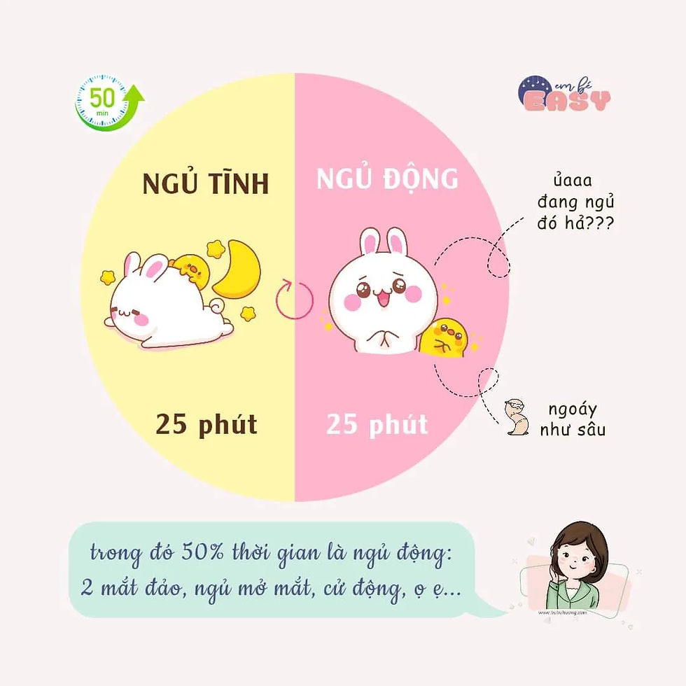 Chu kỳ ngủ của trẻ sơ sinh có 50% thời gian là ngủ động