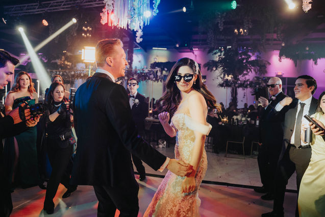 wide angle photo of wedding reception