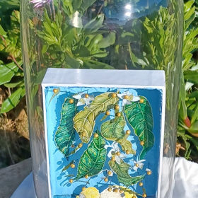 Peinture épinglé citrons sous cloche