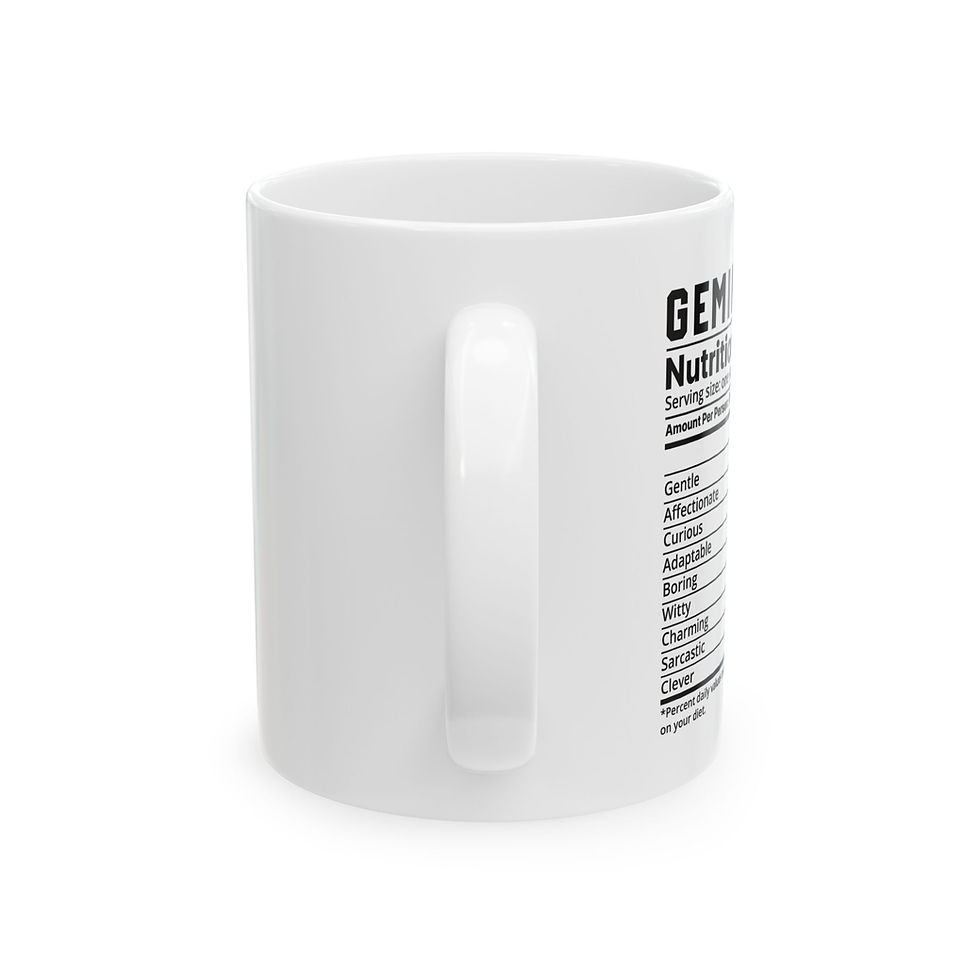 Thumbnail: Gemini Zodiac Personality Nutritional Label Mug