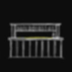 drawing of a bar, blueprint style. black background. white lines. bar is 50% filled on the