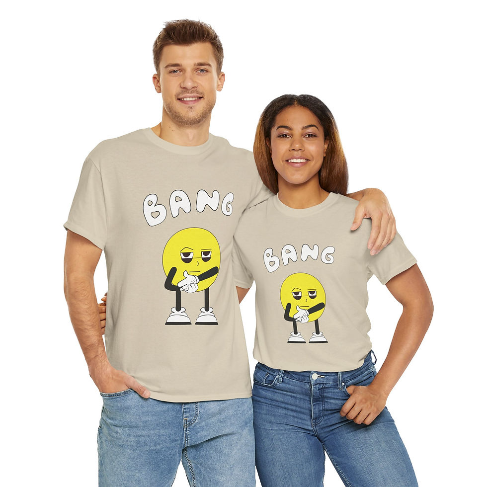 Models rocking the “Sand” t-shirt, exuding casual vibes and effortless style.