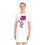 Thumbnail: Model wearing the “White” Sweetheart Bunny T-shirt dress, smiling and showing off the bunny and heart balloon design.